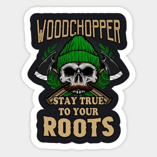 Woodchopper Roots Lumberjack Skull Sticker